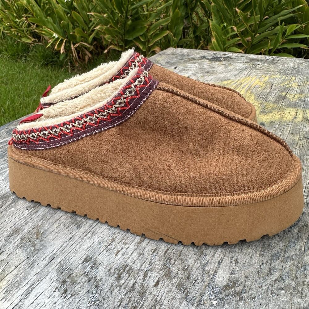 UGG Platform Tazz ll Authentic Slipper Shoes Women’s 9 Chestnut & Red Suede BP